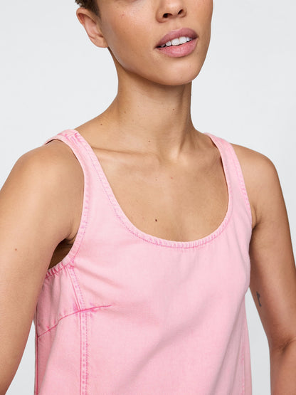 Pembe Ultrasoft Mini Denim Shift Elbise