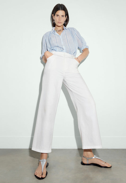 Saf Pamuklu Wide Leg Pantolon