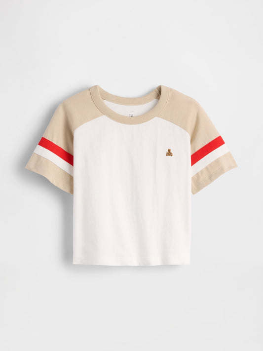 Beyaz Raglan Futbol T-shirt