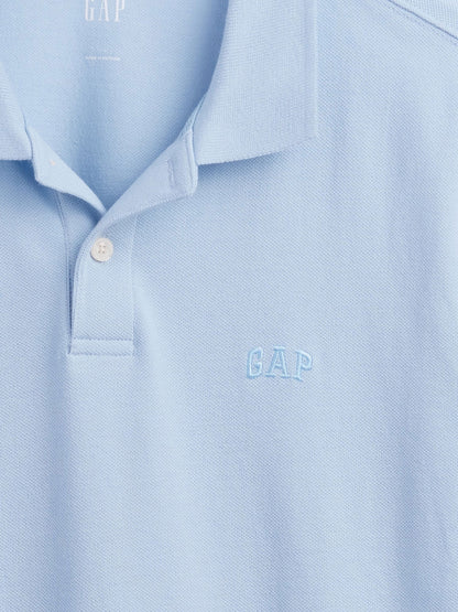 Açık Mavi Gap Logo Piqué Polo Yaka T-shirt