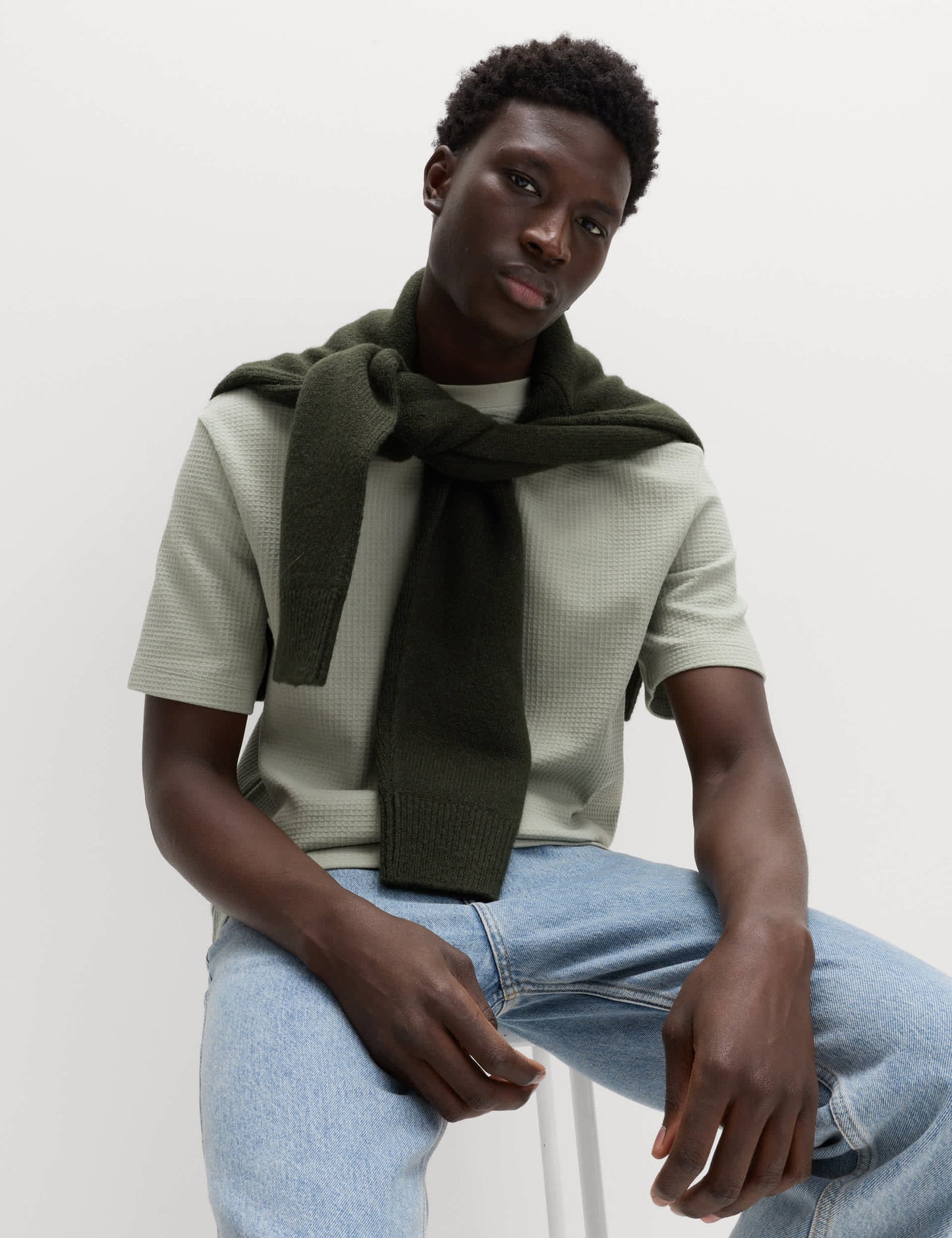 Saf Pamuklu Relaxed Waffle T-shirt