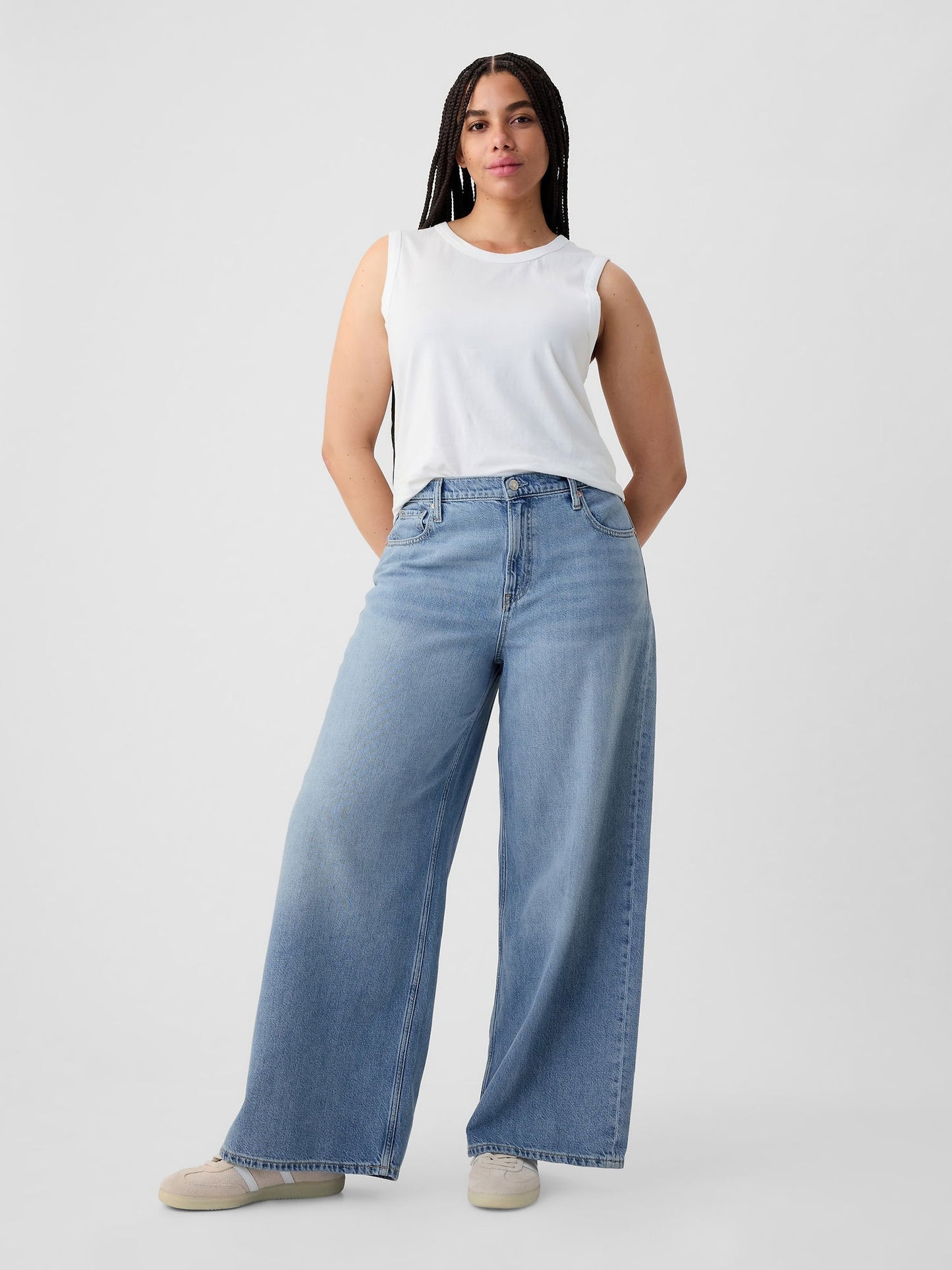 Açık Mavi Mid Rise Ultrasoft Baggy Jean Pantolon