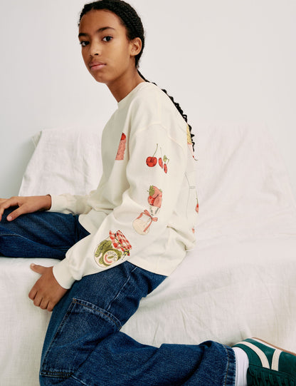 Desenli Pamuklu Sweatshirt