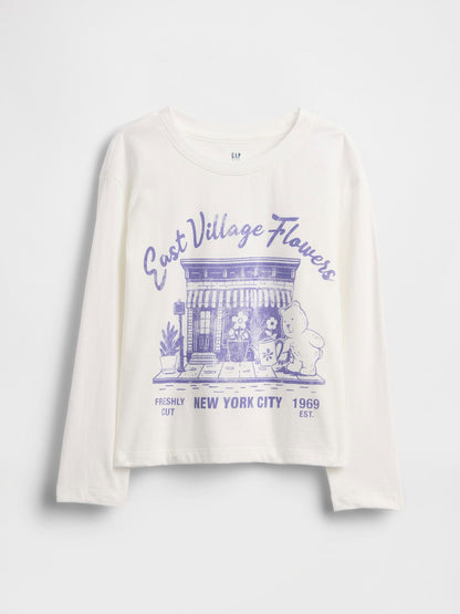Beyaz Relaxed Grafik Logo T-shirt