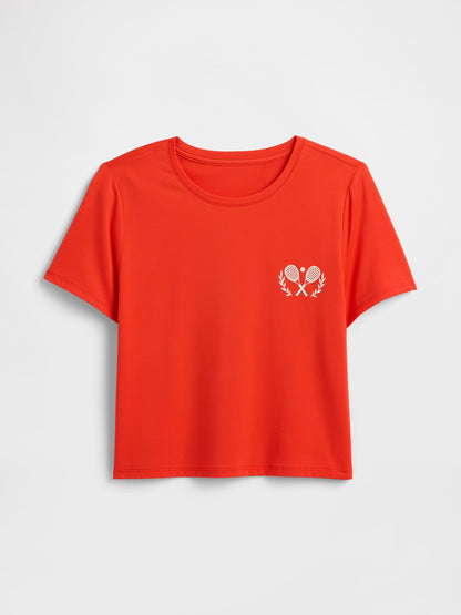 Kırmızı Gapfit Brushed Jersey Crop T-shirt