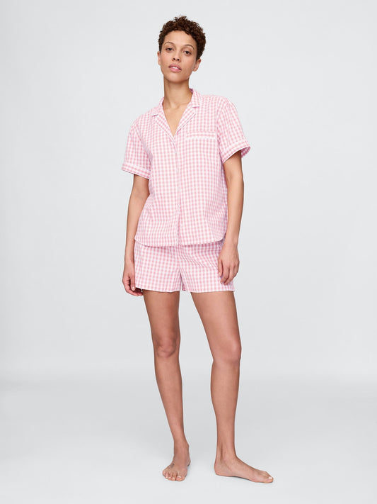 Pembe Poplin Pijama Boxer Şort