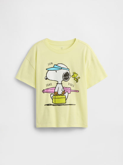 Açık Sarı Snoopy Grafik Baskılı T-shirt