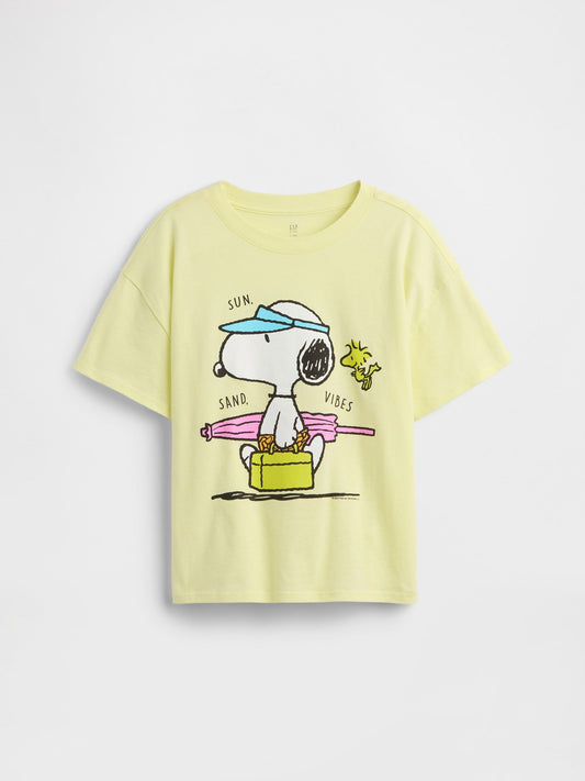 Açık Sarı Snoopy Grafik Baskılı T-shirt