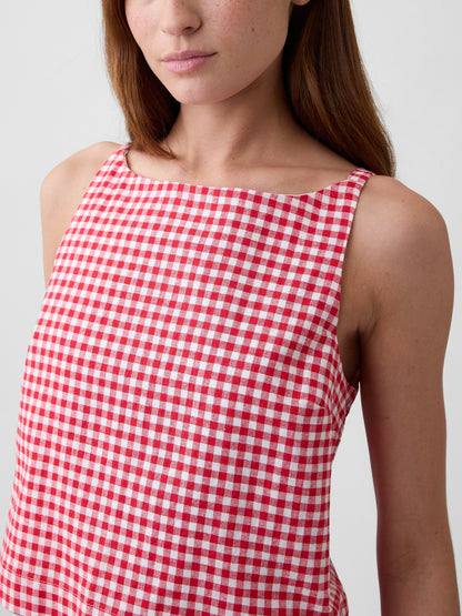 Kırmızı Keten Karışımlı Apron Bluz