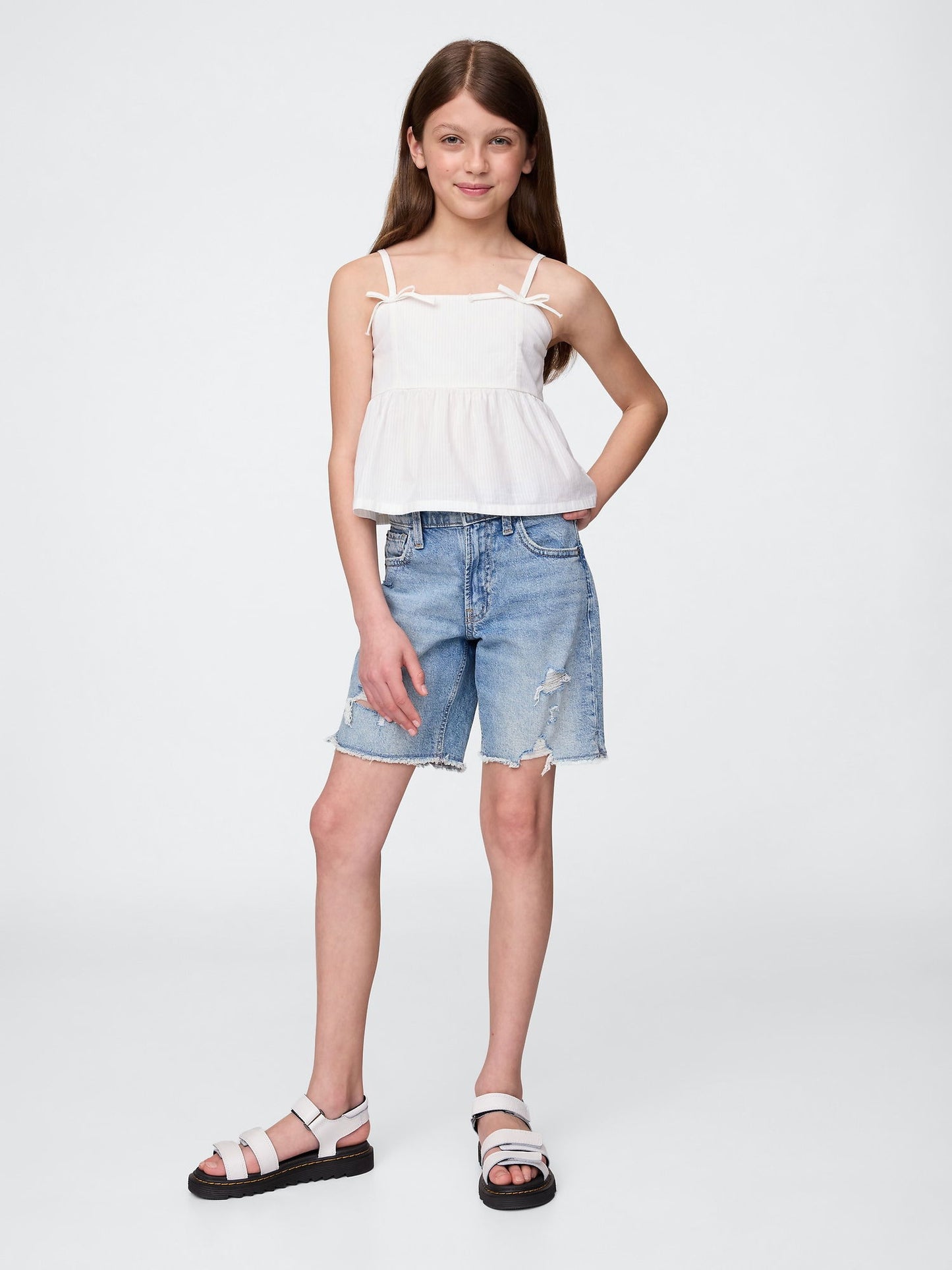 Beyaz Askılı Peplum Bluz