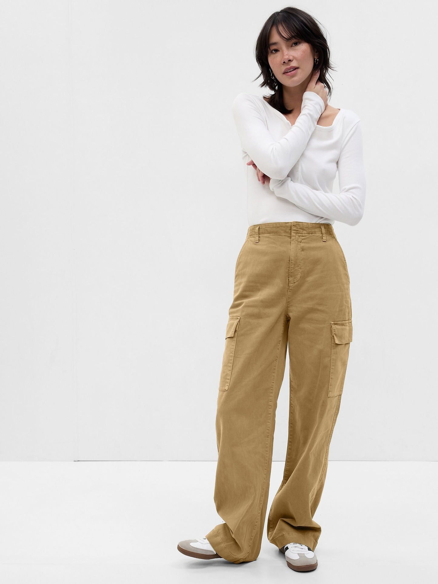 Bej Loose Khaki Kargo Washwell™ Pantolon