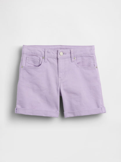 Lila Denim Midi Şort