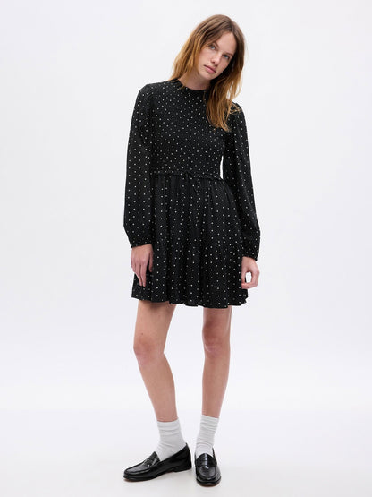 Siyah Büzgülü Mini Elbise