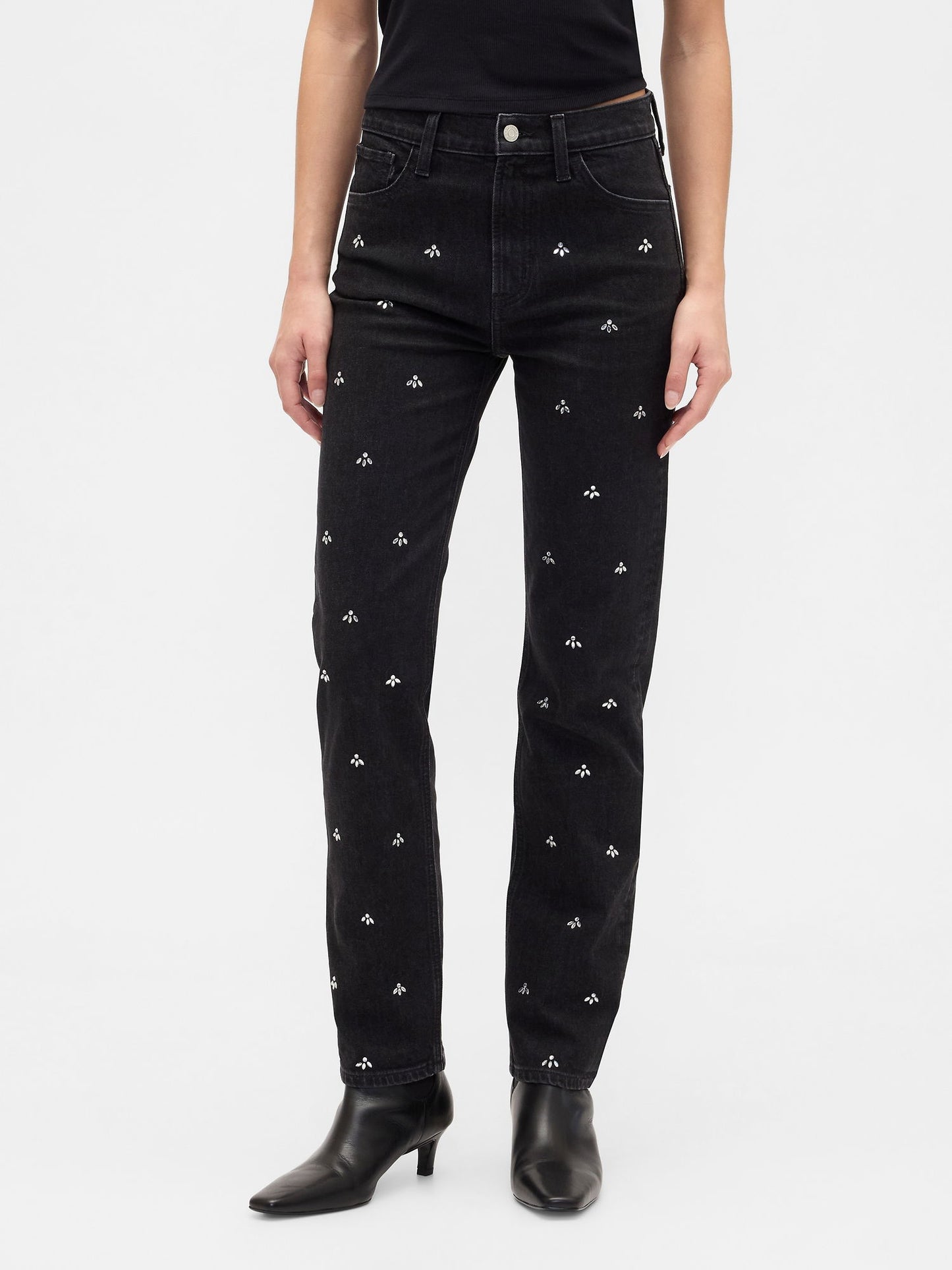 Siyah High Rise '90s Original Straight Jean Pantolon