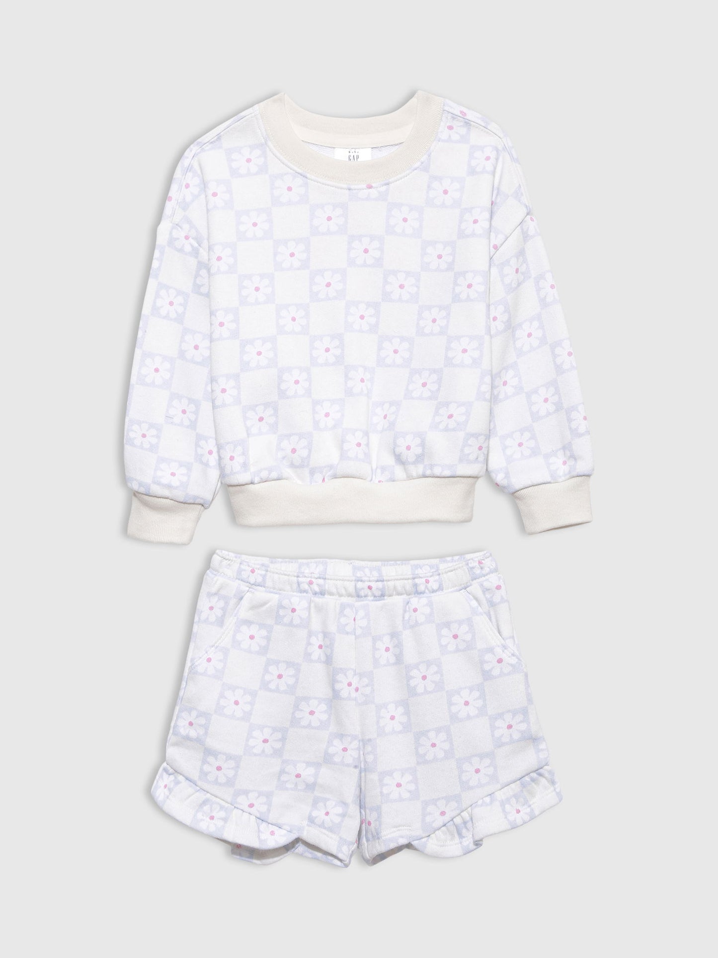 Beyaz Havlu Kumaş Sweatshirt Outfit Set