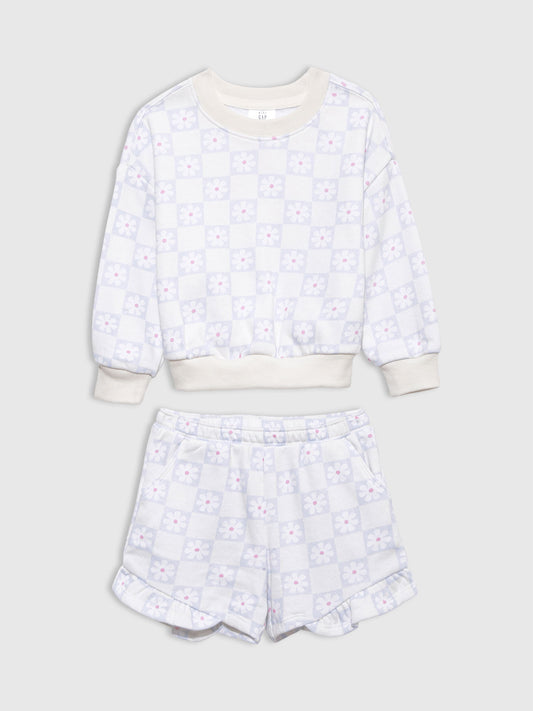 Beyaz Havlu Kumaş Sweatshirt Outfit Set