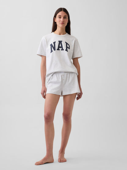 Açık Gri Nap Logo Oversized Pijama Üstü