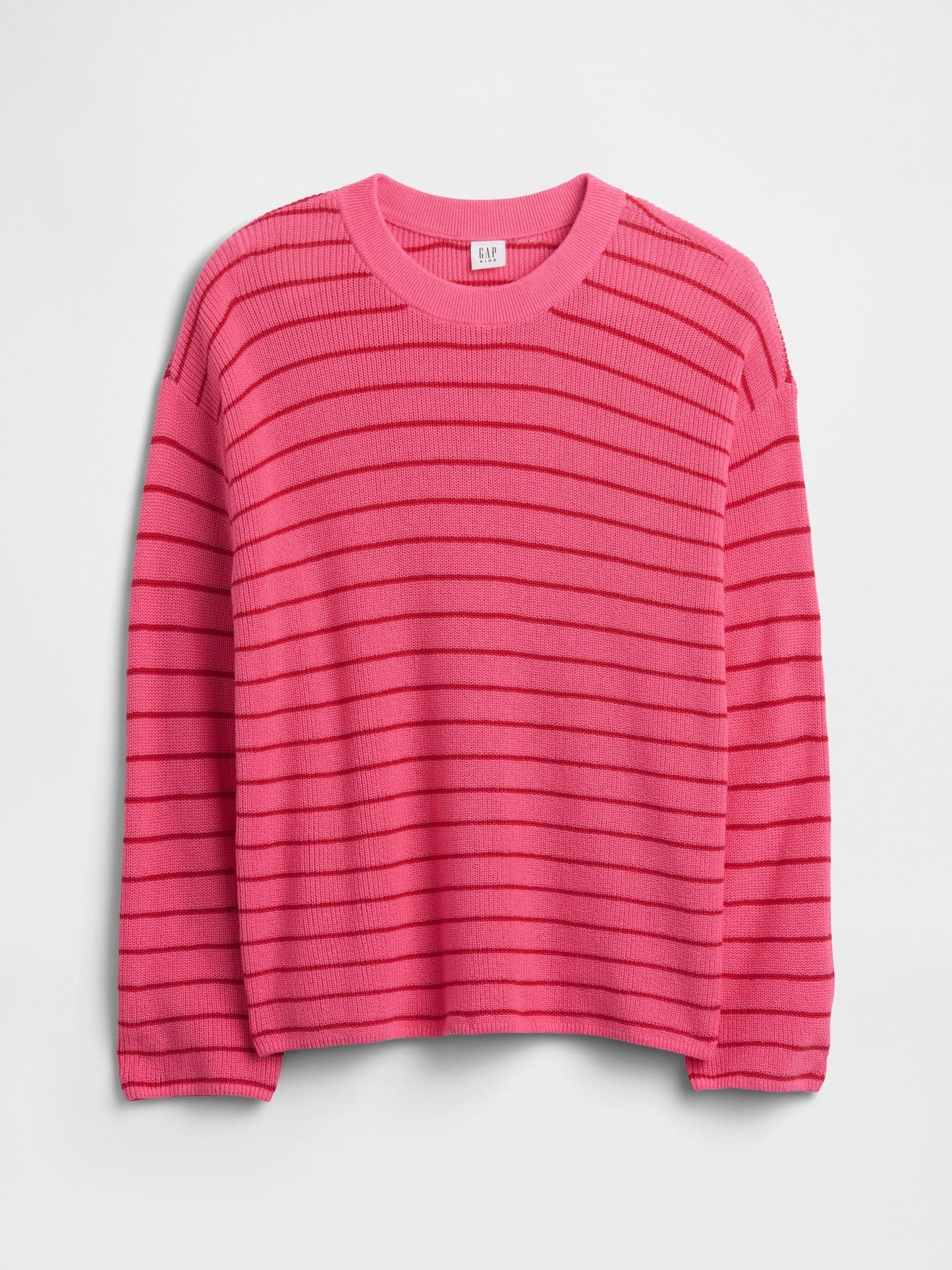 Pembe Çocuklar Oversized Çizgili Shaker Örgü Kazak