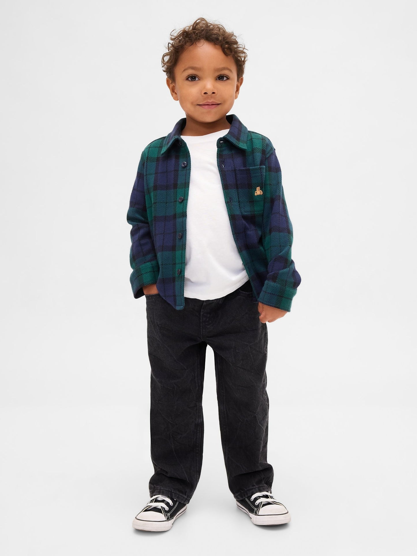 Siyah Pull-on Baggy Jean Pantolon