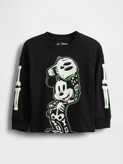 Siyah Gap × Disney Mickey Mouse Grafik Baskılı T-shirt