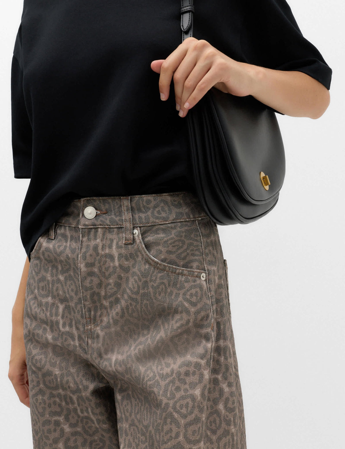 Leopar Desenli Barrel Jean Pantolon