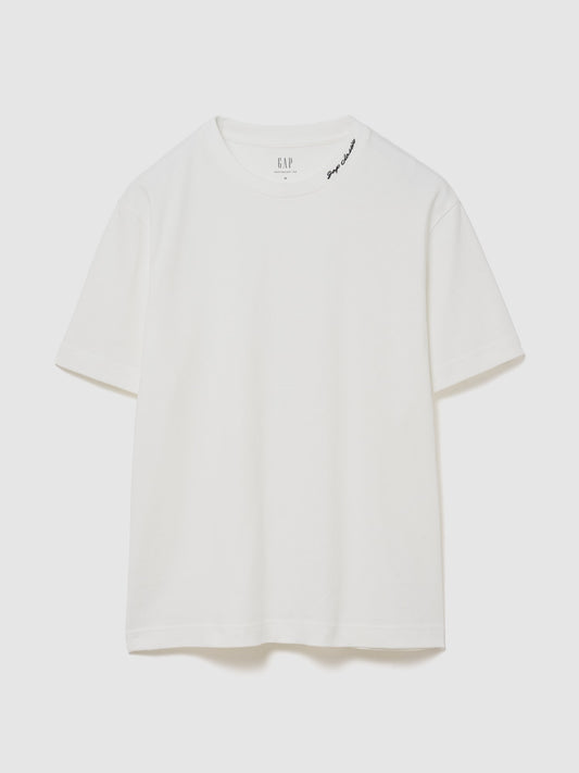 Beyaz Heavyweight Gap Logo Relaxed Crop T-shirt