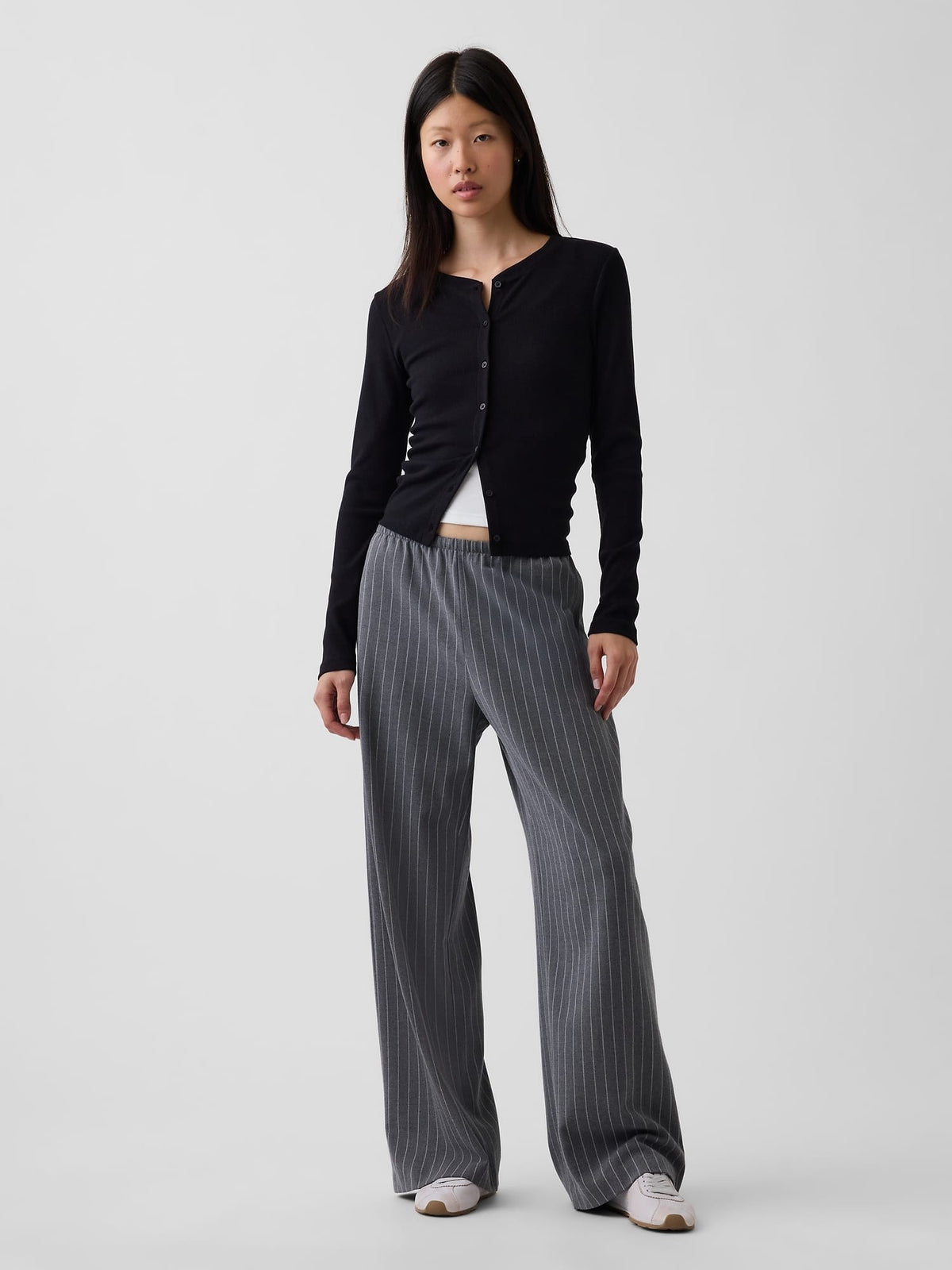 Gri Brushed Twill Easy Wide-leg Pantolon