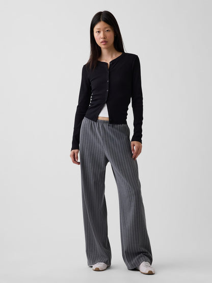 Gri Brushed Twill Easy Wide-leg Pantolon