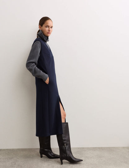 Derin V Yaka Jersey Midi Elbise