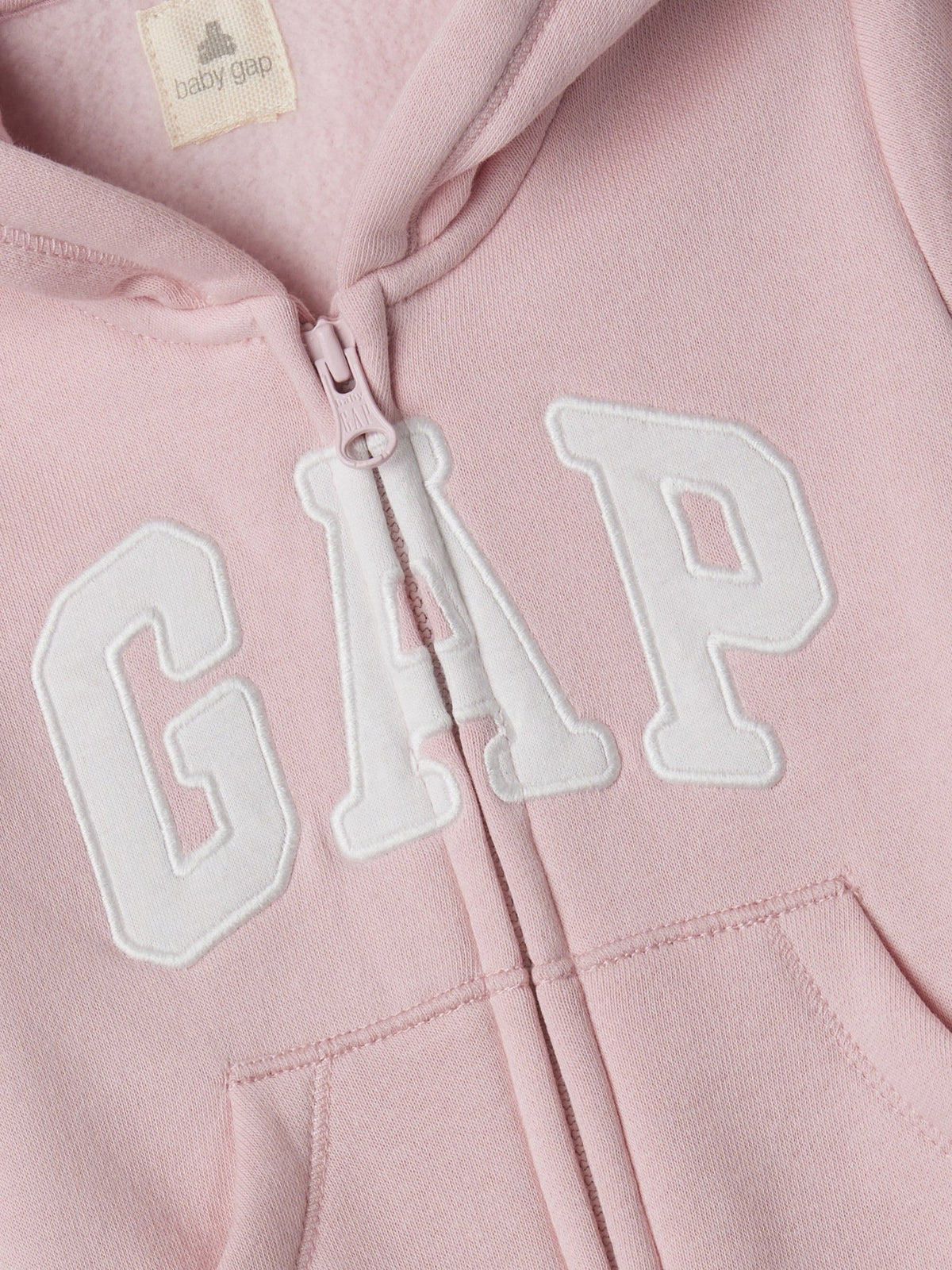 Pembe Gap Logo Kulak Aplikeli Fermuarlı Fleece Tulum