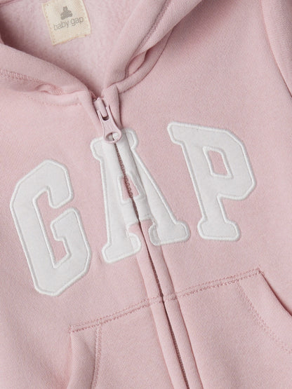 Pembe Gap Logo Kulak Aplikeli Fermuarlı Fleece Tulum