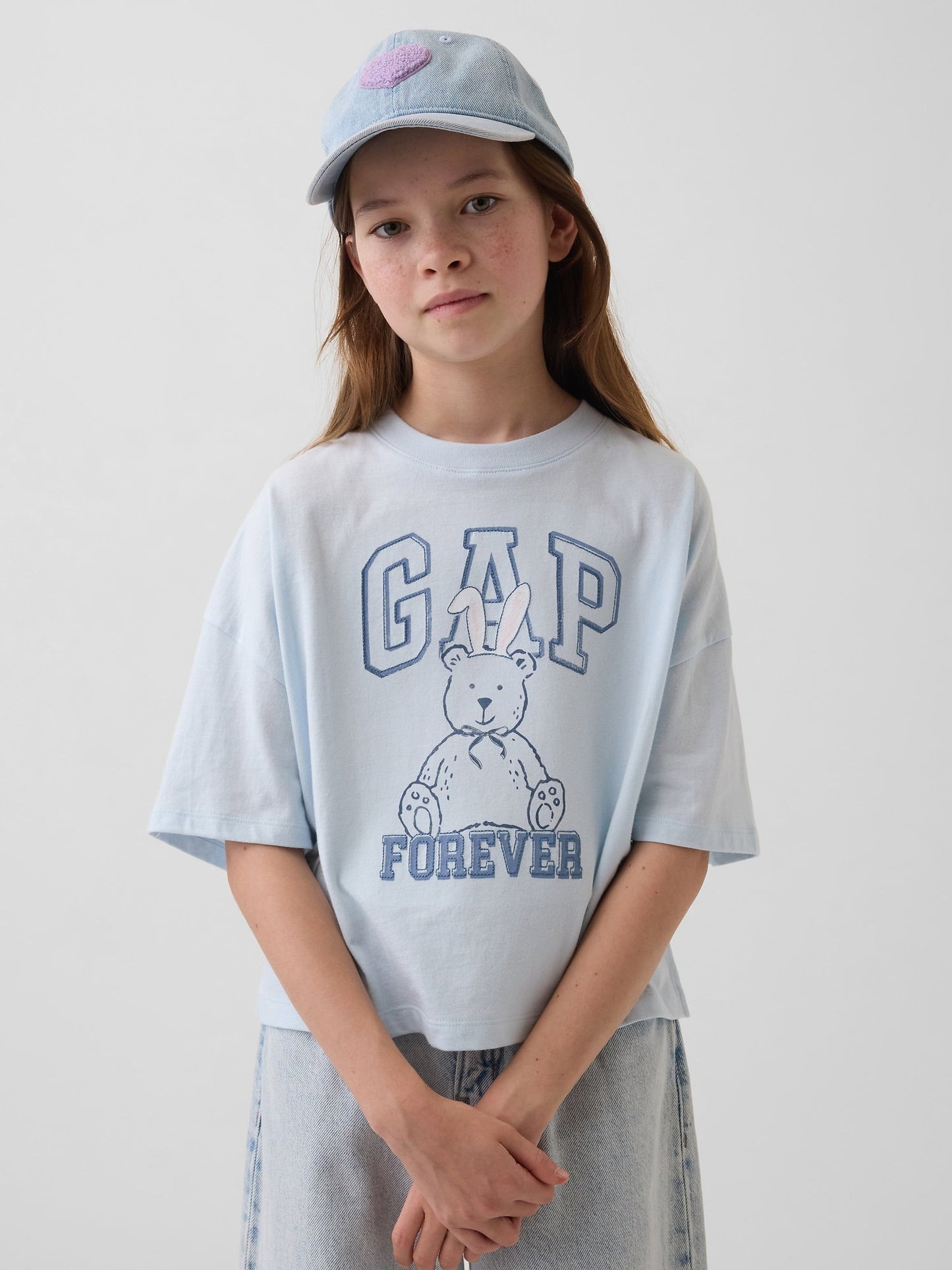 Açık Mavi Oversized Grafik Logo T-shirt