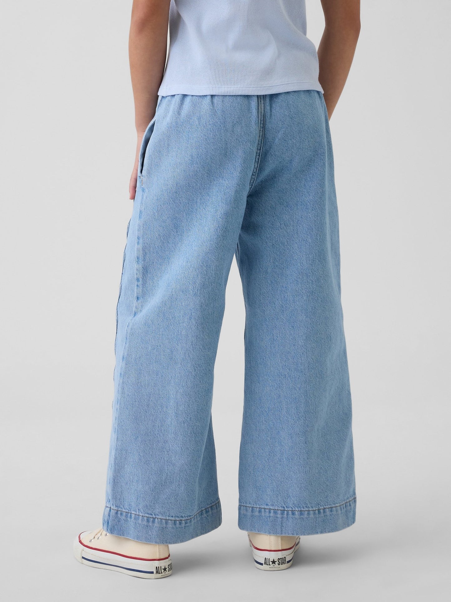 Açık Mavi High Rise Stride Easy Wide-leg Ankle Jean Pantolon
