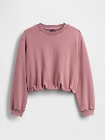 Pembe Heavyweight Fransız Havlu Kumaş Balon Sweatshirt