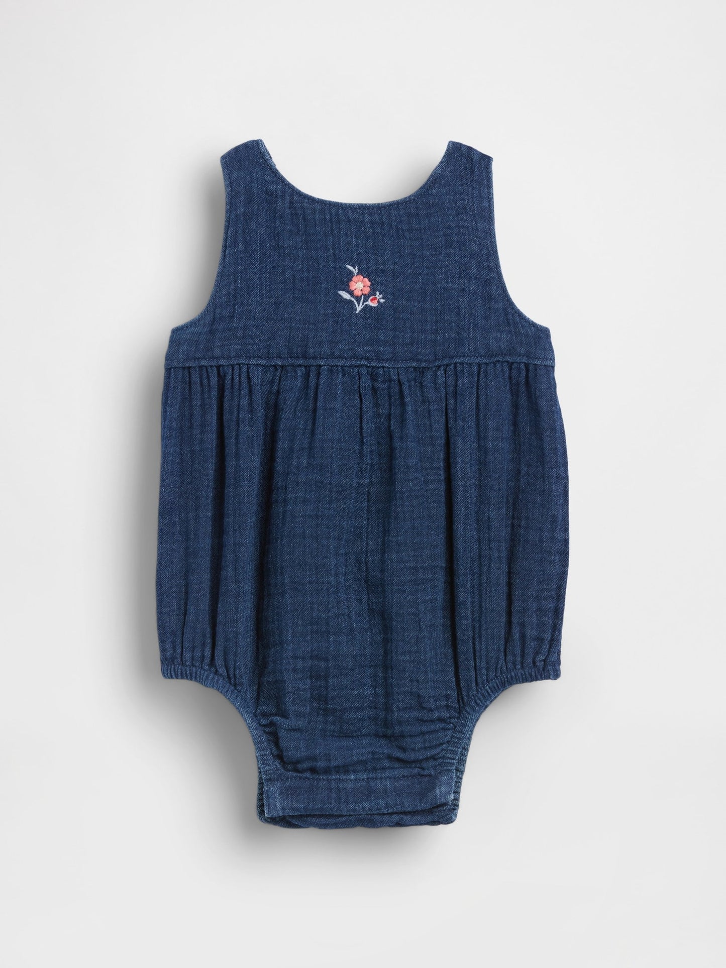 Koyu Mavi Pamuk Gauze Denim Balon Bodysuit