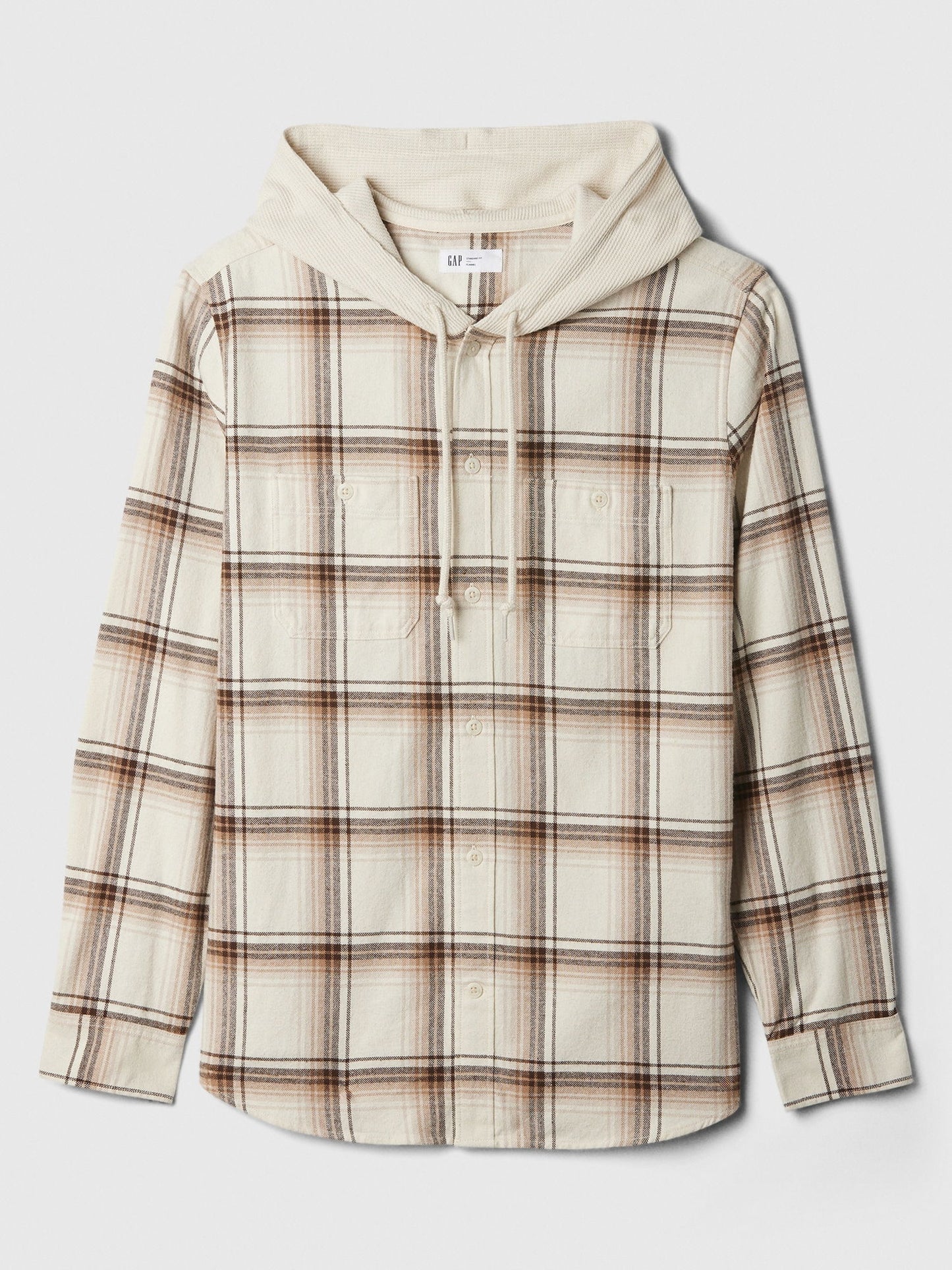 Kırık Beyaz Hoodie Standard Fit Flannel Gömlek