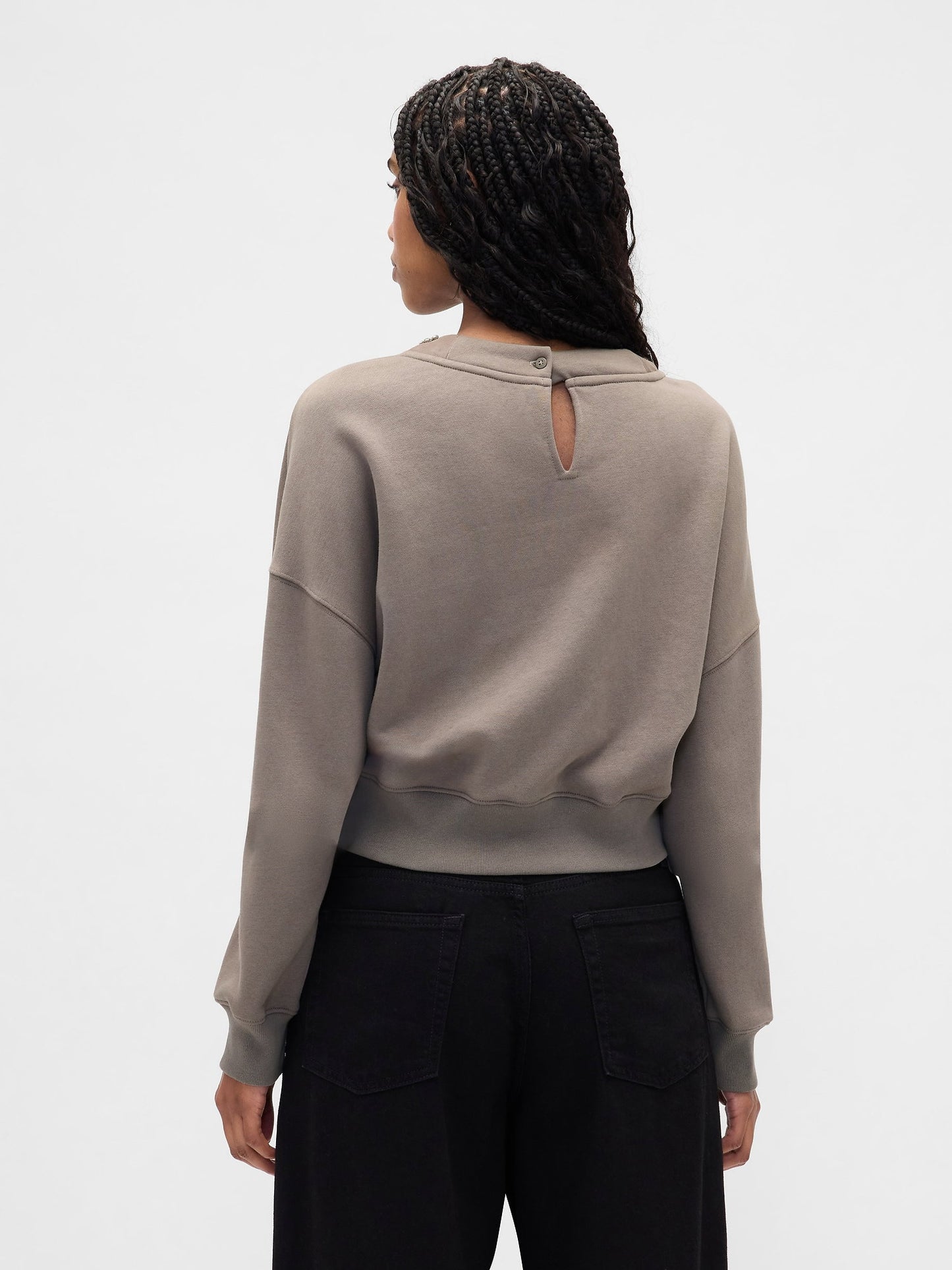 Gri Vintagesoft Jewel-neck Crop Sweatshirt