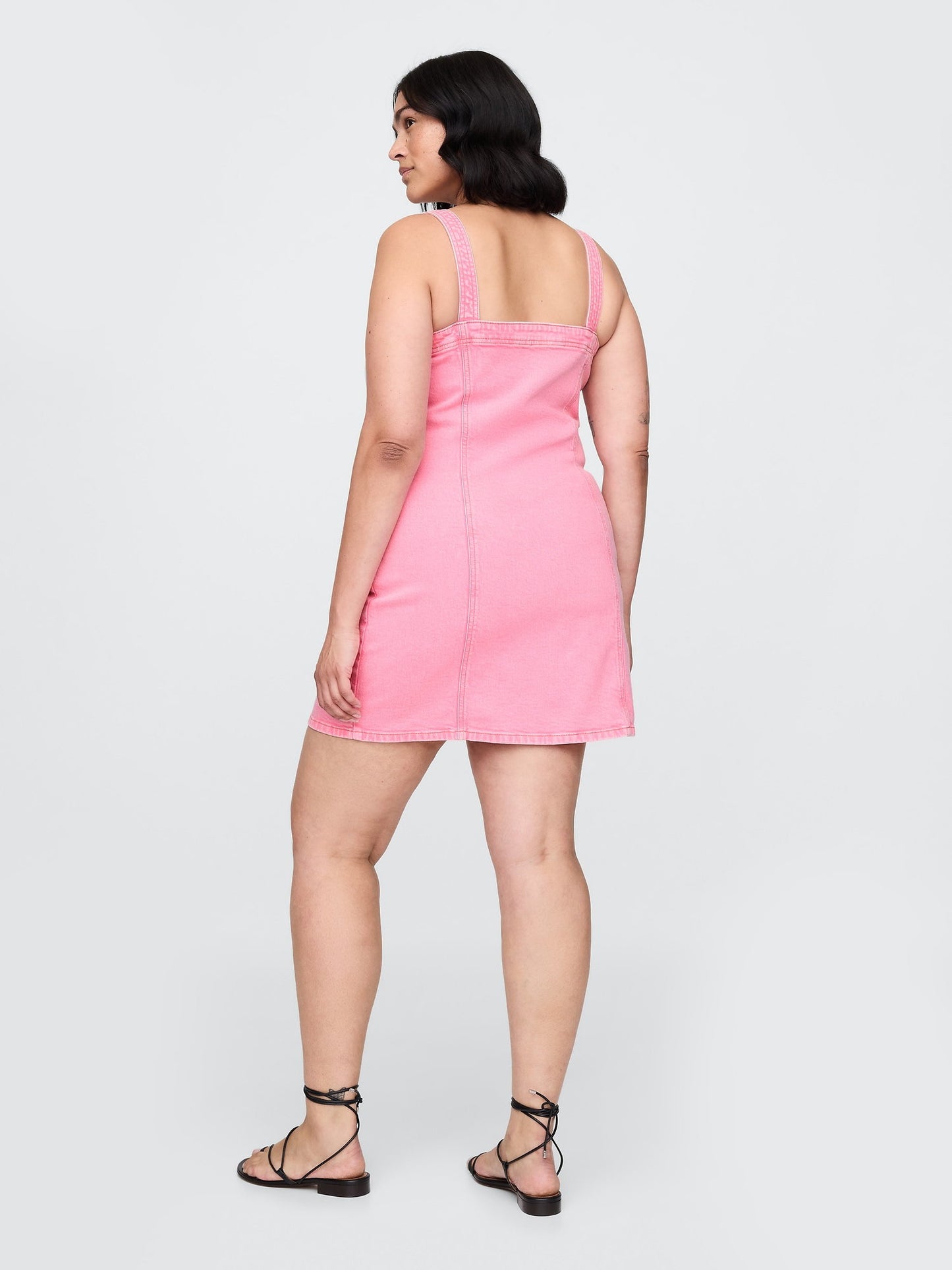 Pembe Denim Mini Elbise