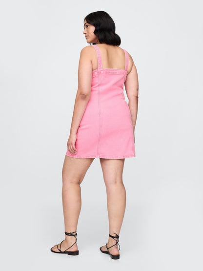 Pembe Denim Mini Elbise