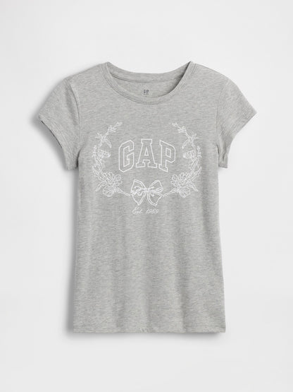 Açık Gri Grafik Baskılı T-shirt
