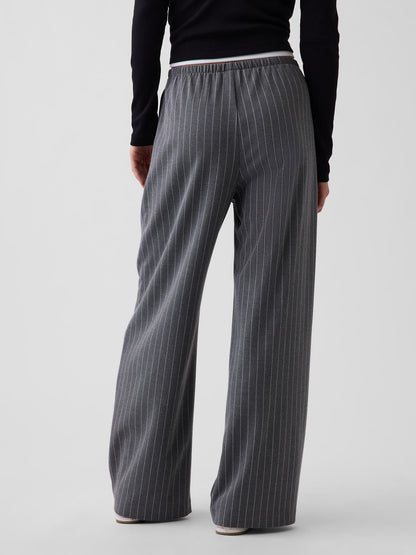 Gri Brushed Twill Easy Wide-leg Pantolon