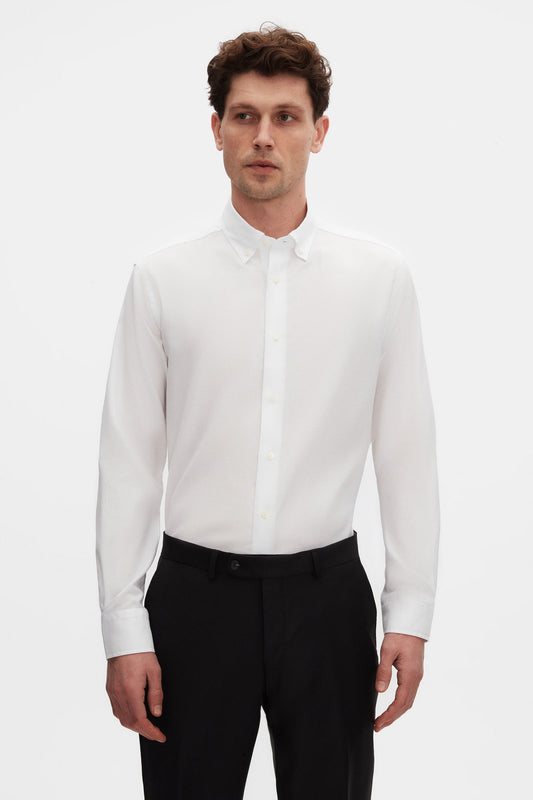 Damat Slim Fit Beyaz Armürlü %100 Pamuklu Gömlek