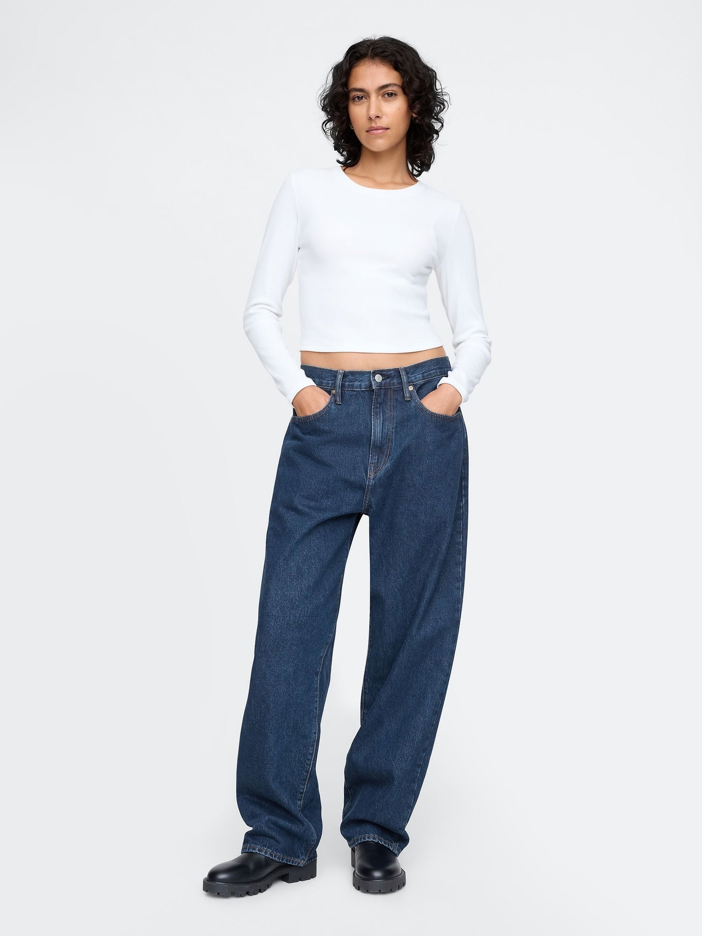 Lacivert Baggy Jean Pantolon
