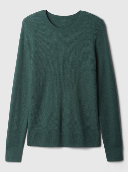 Koyu Yeşil Textured Kazak