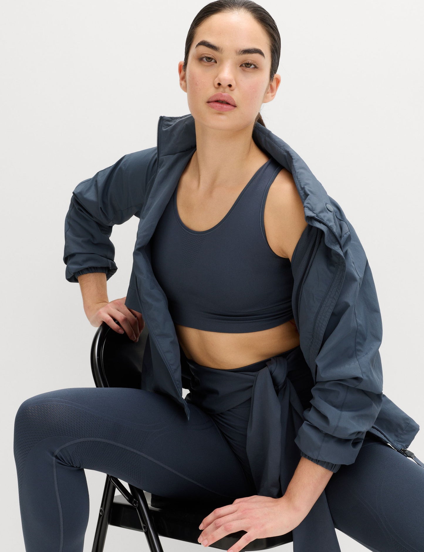 Jacquard Scoop Yaka Dikişsiz Crop Top