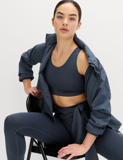 Jacquard Scoop Yaka Dikişsiz Crop Top