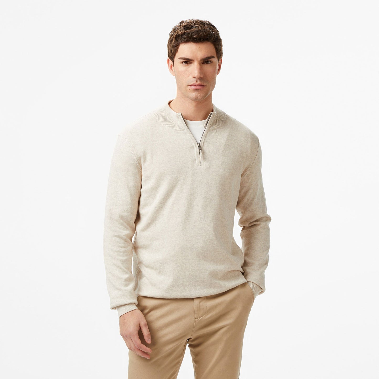 Nautica Erkek Krem Classic Fit Kazak