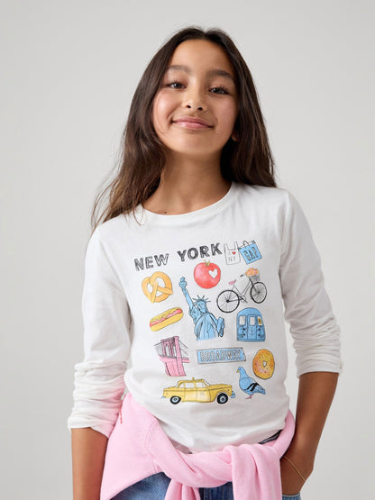 Beyaz Grafik Baskılı T-shirt