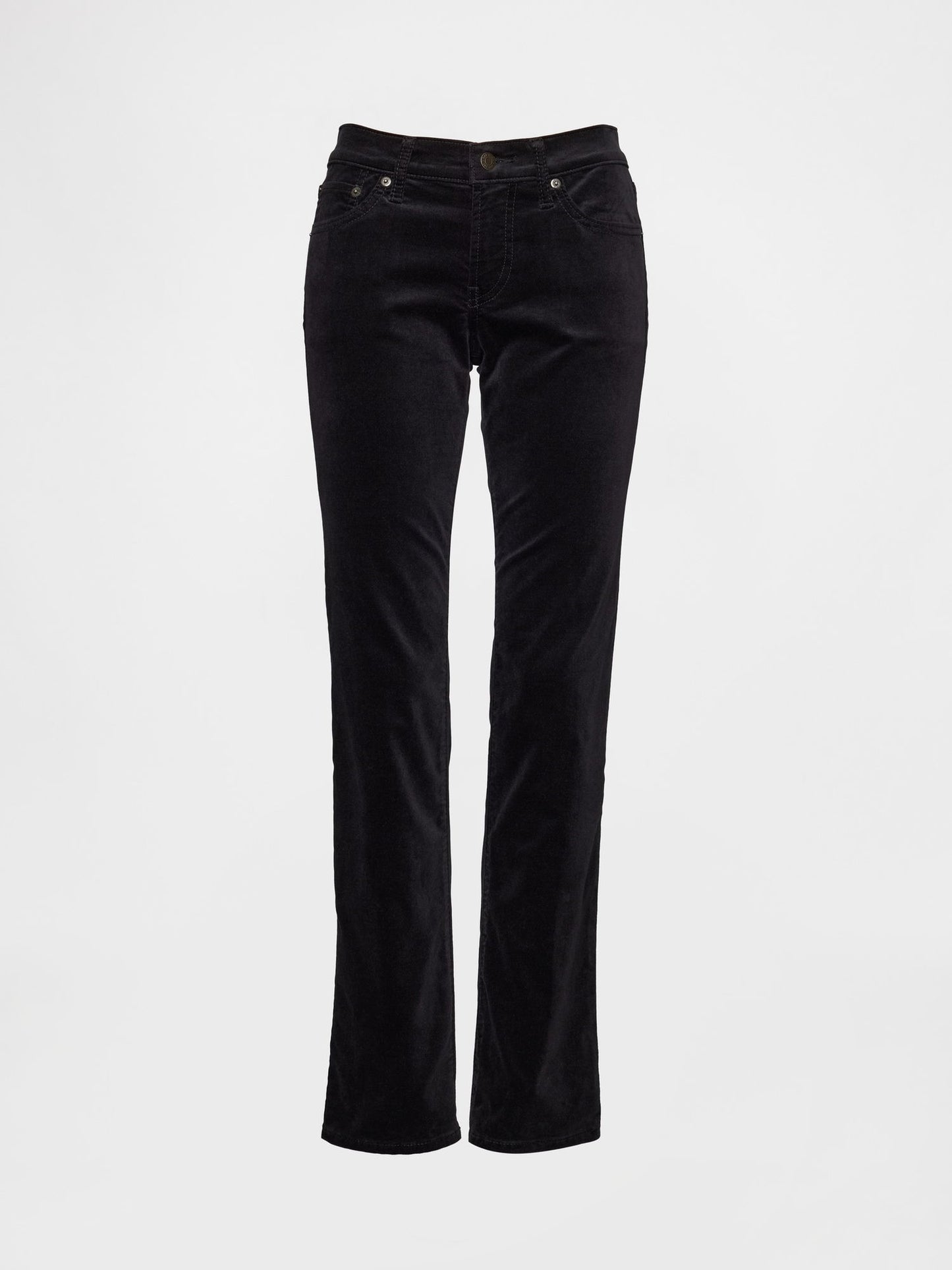 Siyah Low Rise Kadife '90s Slim Pantolon