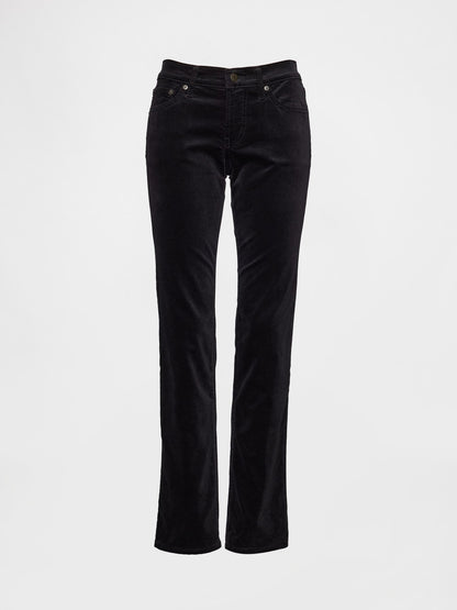 Siyah Low Rise Kadife '90s Slim Pantolon